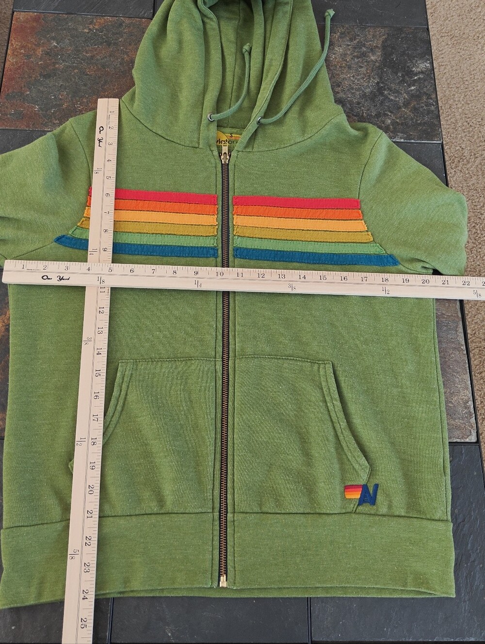 Aviator Nation Size S 5 Stripe Zip-Up Hoodie Unisex - Picture 9 of 12